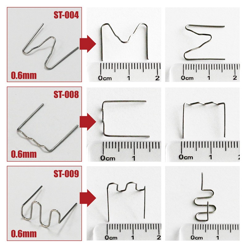 1500pcs Repai Bumper Assorted Hot Staples 0.6mm 0.8mm Standard Flat Wave Plastic Fender Repair Welding Wire Solder Clips