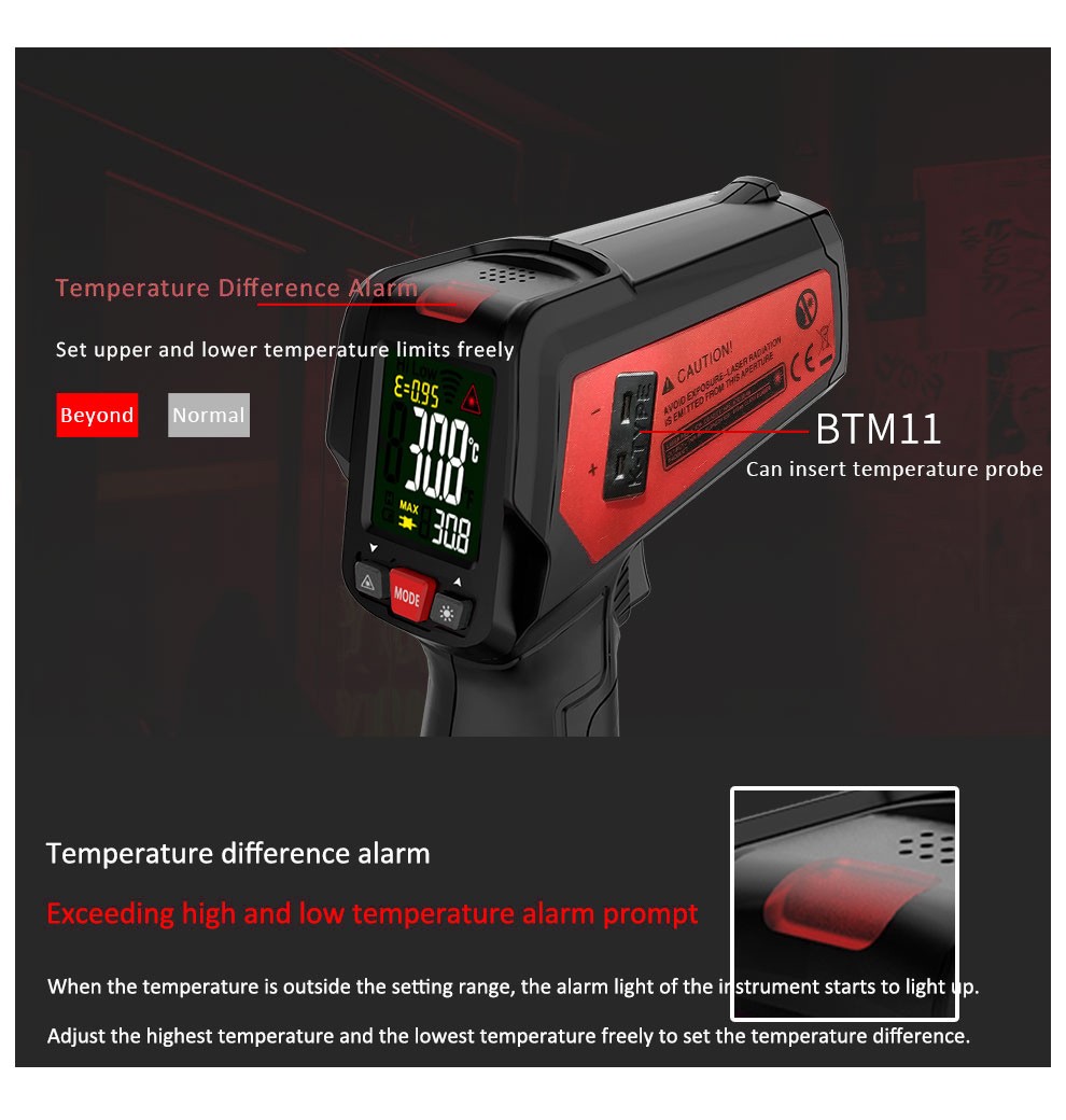 BSIDE Infrared Thermometer Professional Digital IR-LCD Color Thermometer -50~580 Non-Contact Laser Thermometer Thermometer