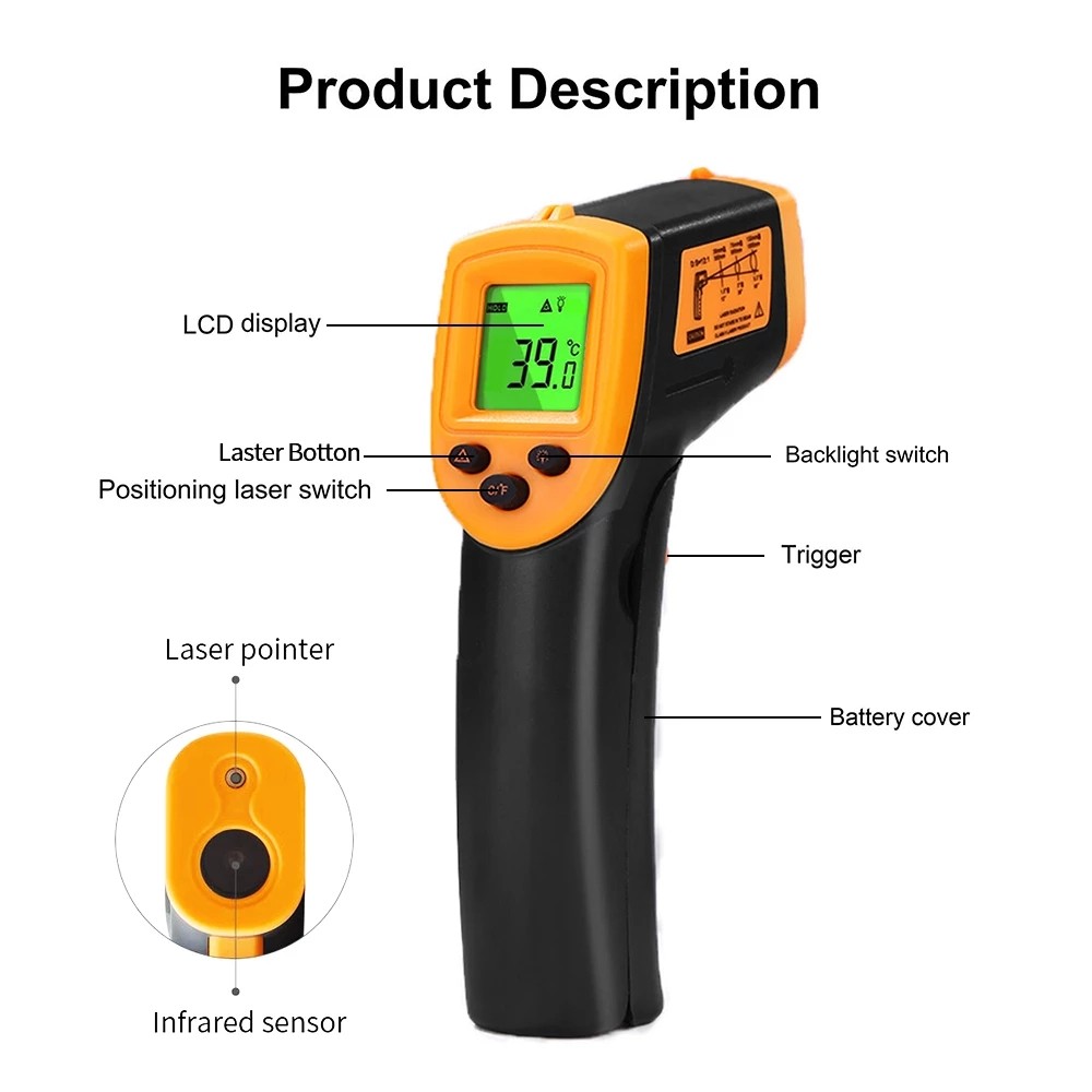 Infrared Thermometer C/F Non-Contact Thermometer GM320 Industrial Digital IR Thermometer -50~380/-50~600℃°C