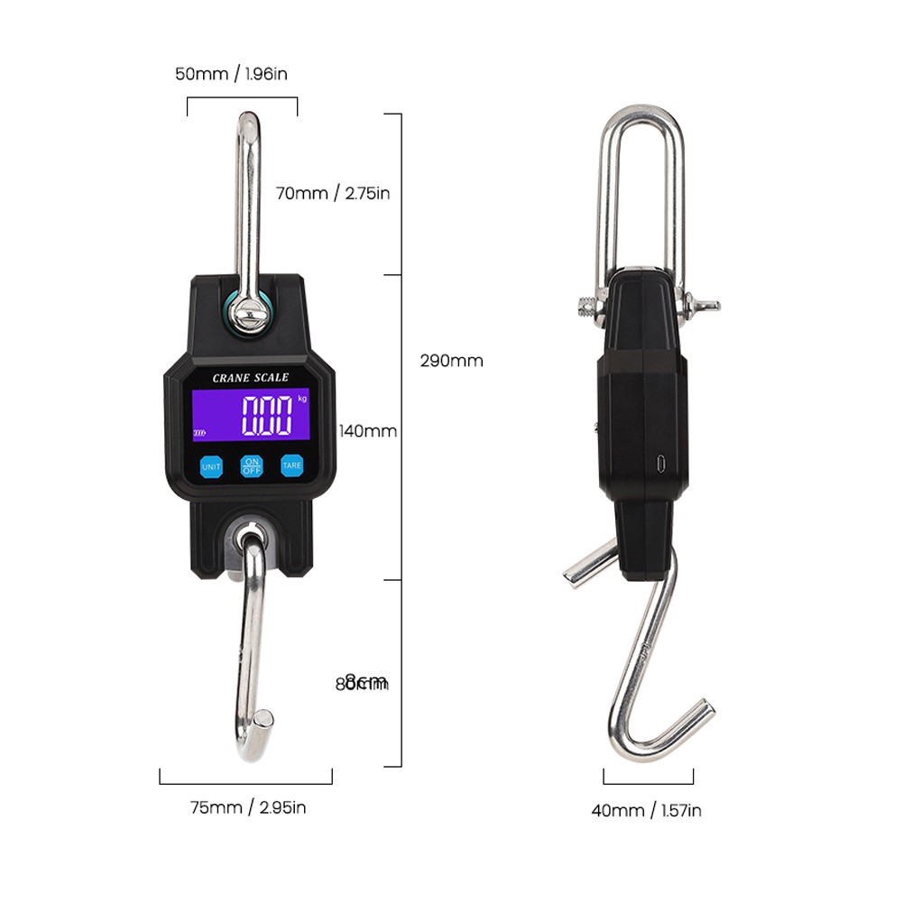 WeiHeng 300kg/50g Electronic Fishing Scale Rechargeable Mini Lifting Scale LCD Industrial Electronic Hook Scale With Backlight