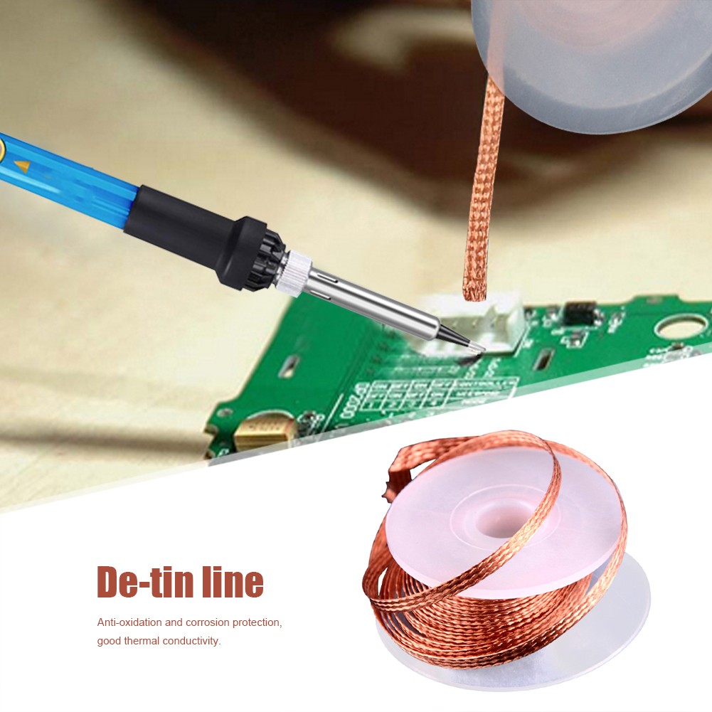 Desolding Braid Soldering Soldering Welding 1.5mm 2mm 2.5mm 3mm 3.5mm Width 1.5m Length Remover Fuse Wire Lead Cord Flux Repair Tool