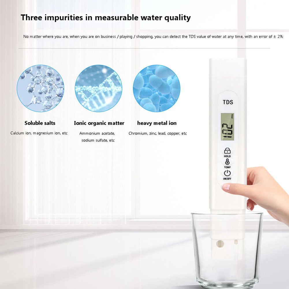 Water Quality Meter LCD Digital TDS Temperature Water Tester Pen Handheld Water Quality Analysis Measure Detection Monitor