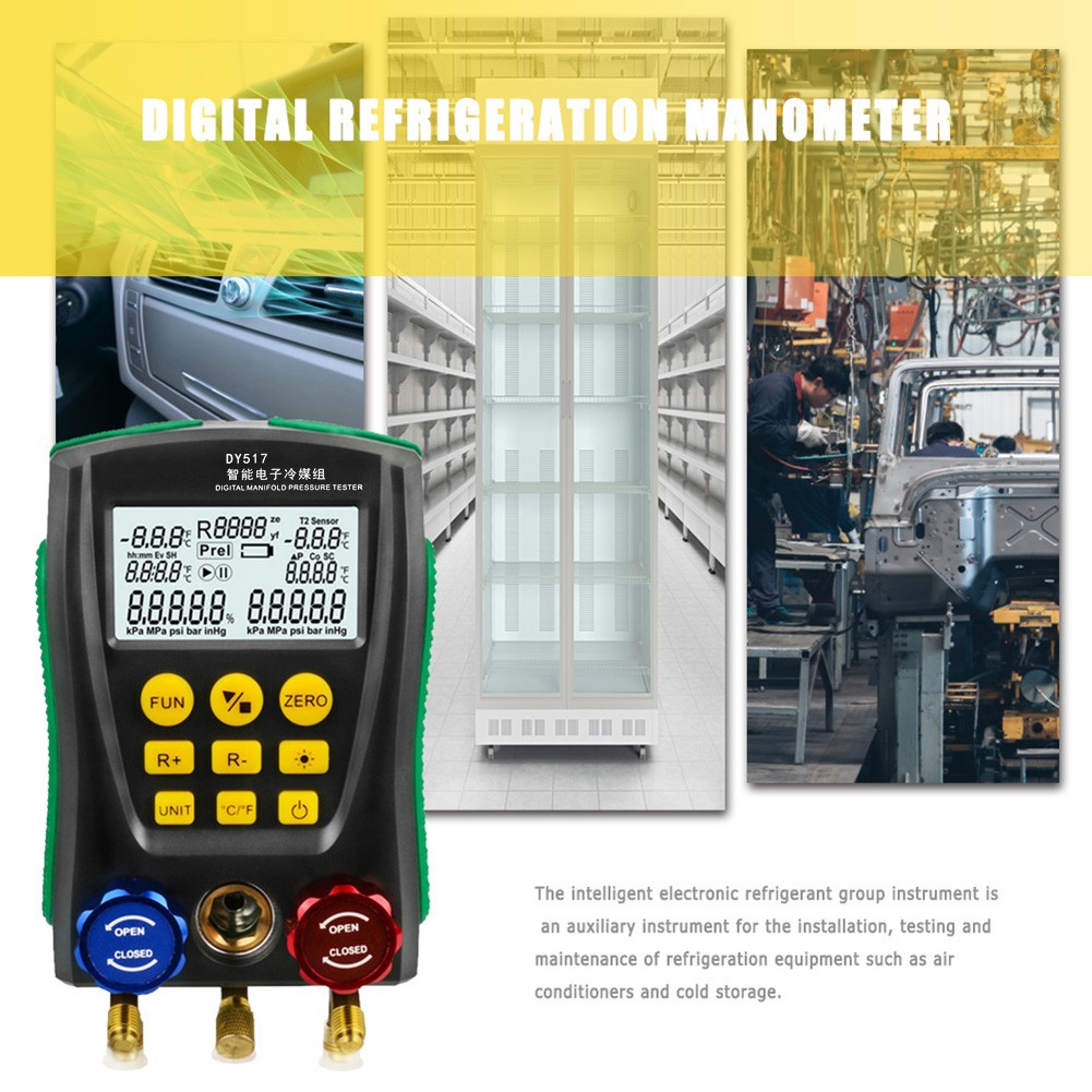 Digital Multimeter Refrigeration Pressure Gauge Digital Pressure Gauge Vacuum Temperature Tester Air Conditioning