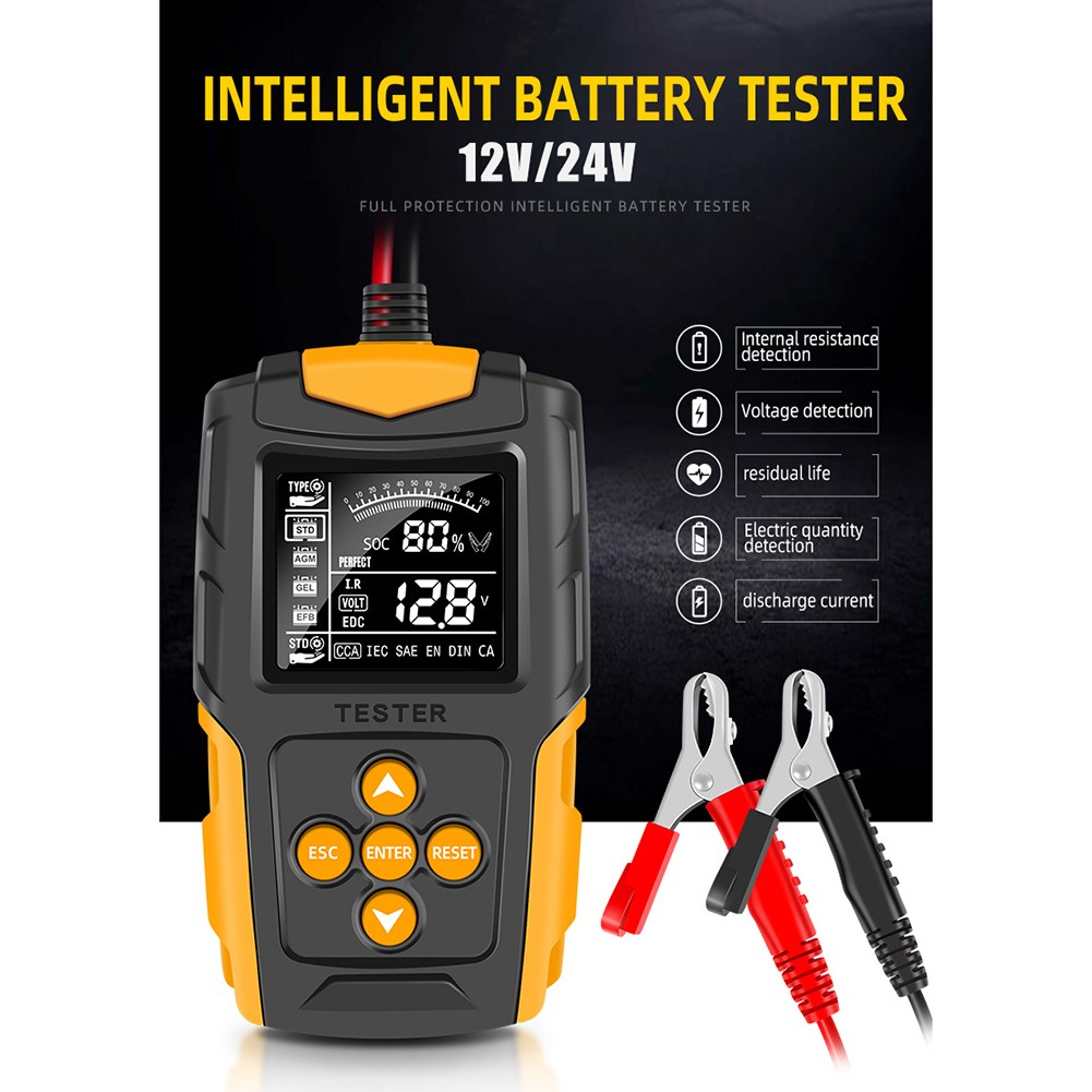 12V 24V Car Battery Tester LCD Digital Auto Car Gel AGM Wet CA SLA Lead Acid Analyzer Battery Repair Diagnostic Tools