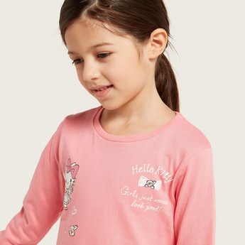 Sanrio Hello Kitty Print Night Dress with Long Sleeves