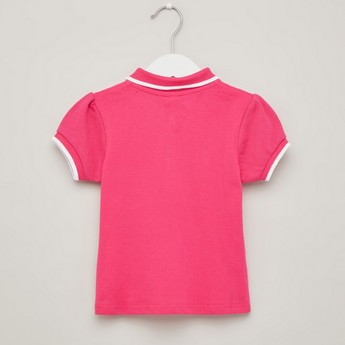 Juniors Ruffle Detail Polo T-shirt with Short Sleeves