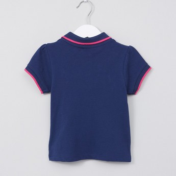 Juniors Ruffle Detail Polo T-shirt with Short Sleeves