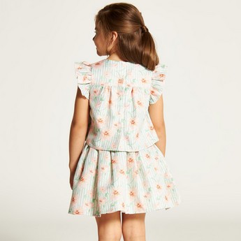 Juniors Floral Print Top and Skirt Set