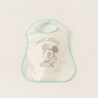 Disney Mickey Mouse Print Bib with Snap Button Closure - Set of 2