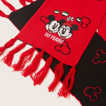 Disney Mickey and Minne Embroidered Scarf with Tassels