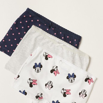 Minnie Mouse Print Boxers with Bow Applique Detail - Set of 3