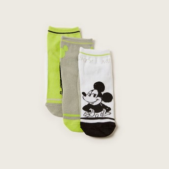 Disney Mickey Mouse Print Ankle Length Socks - Set of 3