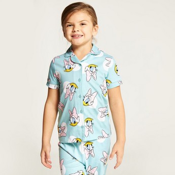 Disney Daisy Duck Print Shirt and Full Length Pyjama Set