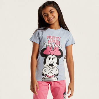 Disney Minnie Mouse Print T-shirt and Pyjama Set