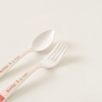 Disney Minnie Mouse Print Spoon and Fork Set