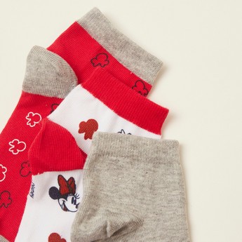 Disney Mickey Mouse Print Ankle Length Socks - Set of 3