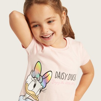 Disney Daisy Duck Print T-shirt with Short Sleeves