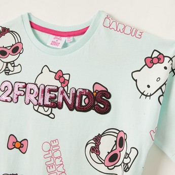 Sanrio Printed Top with Tie-Ups and Sequin Embellishments