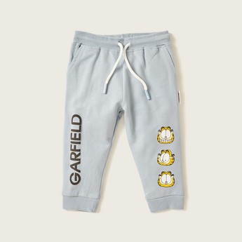 Garfield Print Crew Neck T-shirt and Joggers Set