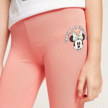 Minnie Mouse Placement Print Leggings with Elasticated Waist