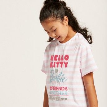 Sanrio Hello Kitty Print T-shirt with Short Sleeves