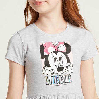 Disney Minnie Mouse Print A-line Dress with Short Sleeves