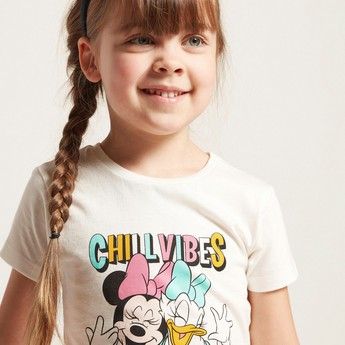 Disney Graphic Print T-shirt with Short Sleeves and Round Neck