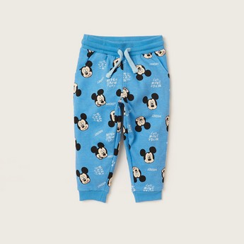 Mickey Mouse Print Hooded Sweatshirt and Jog Pants Set