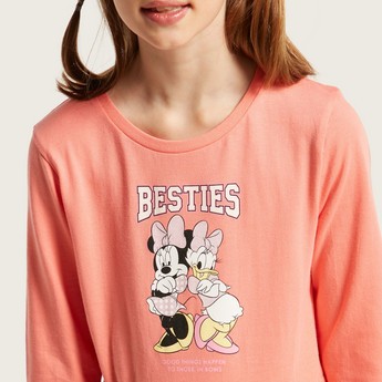 Disney Minie Mouse Print A-line Dress with Long Sleeves