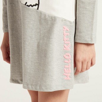 Sanrio Hello Kitty Print Round Neck Sweat Dress with Long Sleeves