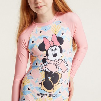 Minnie Mouse Printed Swimsuit with Raglan Sleeves