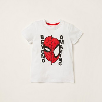 Spider-Man Print Round Neck T-shirt and Pyjama Set