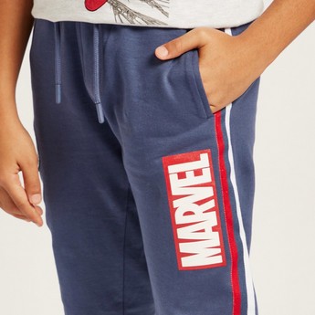 Printed Mid-Rise Jog Pants with Drawstring Closure and Pockets