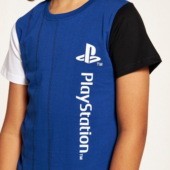 PlayStation Printed Crew Neck T-shirt with Short Sleeves