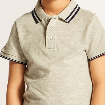 Juniors Textured Polo T-shirt with Short Sleeves