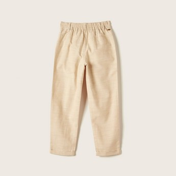 Solid Woven Pants with Pocket Detail and Button Closure