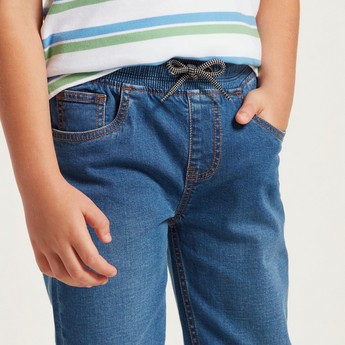 Juniors Solid Jeans with Pockets and Drawstring Closure