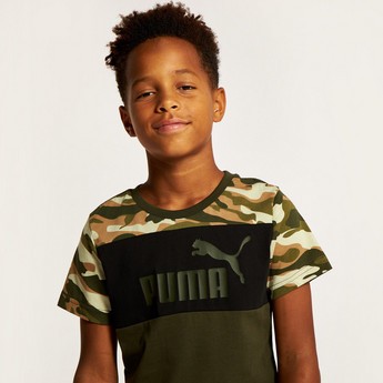 PUMA Logo Print T-shirt with Crew Neck and Short Sleeves