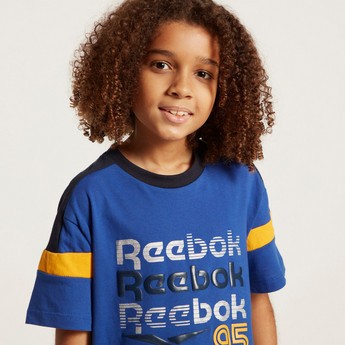 Reebok Graphic Print T-shirt with Short Sleeves