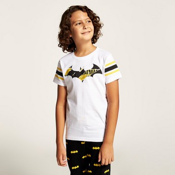 Batman Print T-shirt and Full Length Printed Pyjama Set