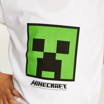 Juniors Minecraft Print T-shirt with Crew Neck and Short Sleeves