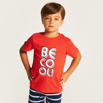 Juniors Printed Short Sleeves T-shirt and Elasticated Pyjama Set