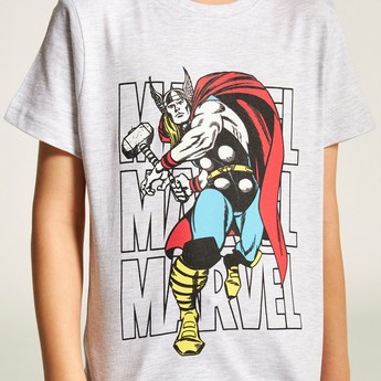 Thor Print Crew Neck T-shirt with Short Sleeves