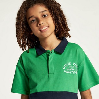 Juniors Colourblock Polo T-shirt with Short Sleeves