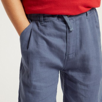 Solid Shorts with Pockets and Drawstring Closure