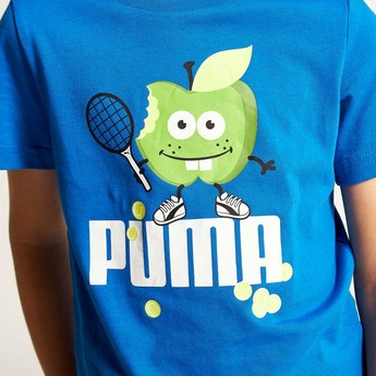 PUMA Graphic Print T-shirt with Crew Neck and Short Sleeves
