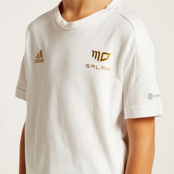 adidas Printed Round Neck T-shirt with Short Sleeves