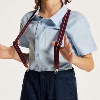 Juniors Checked Shorts with Suspenders and Pockets