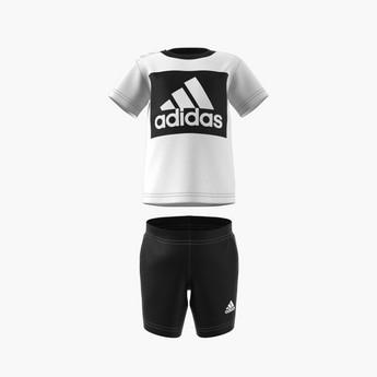 adidas Printed Round Neck T-shirt and Shorts Set