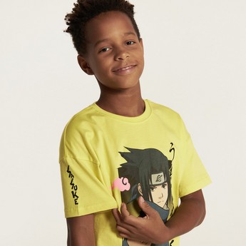 Hasbro Naruto Print Crew Neck T-shirt with Short Sleeves